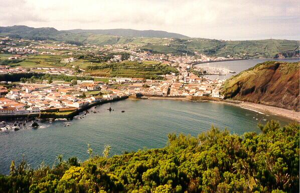 Overview of Horta with marina in background